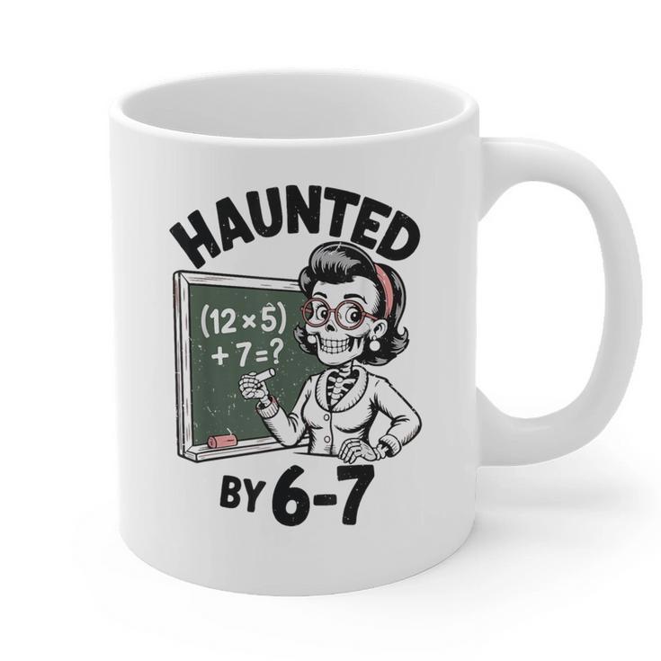 Haunted 67 Skeleton Math Teacher Halloween Costume Math Pun Graphic Print Coffee Mug