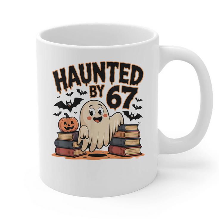 Haunted By 67 Teacher Ghost Pumpkin Halloween Costum Graphic Print Coffee Mug