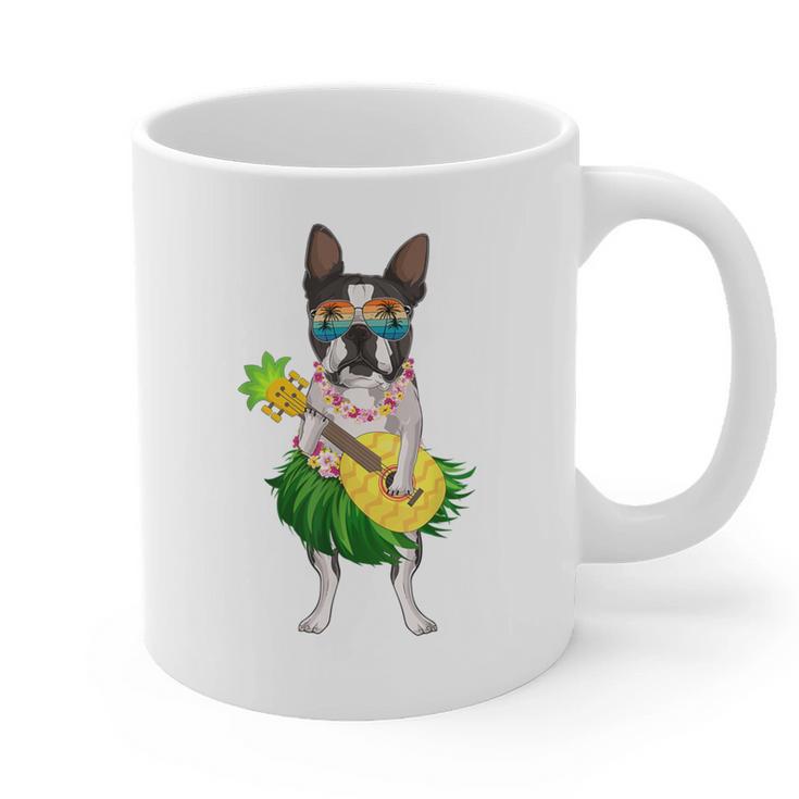 Hawaiian Boston Terrier Dog Pineapple Ukulele Summer For Men Women Girls Kids Graphic Print Coffee Mug