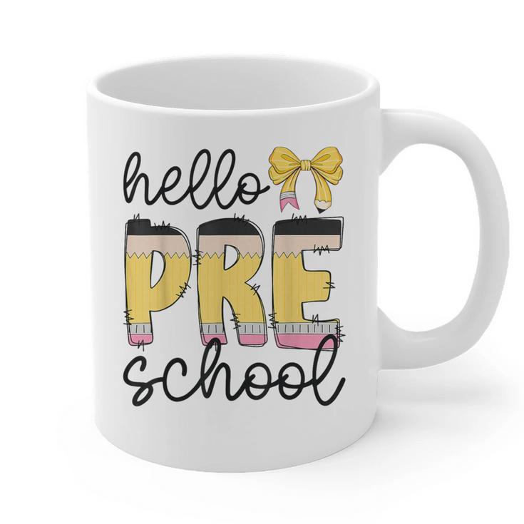 Hello Pre-K Preschool Back To School First Day Teacher Kids Graphic Print Coffee Mug