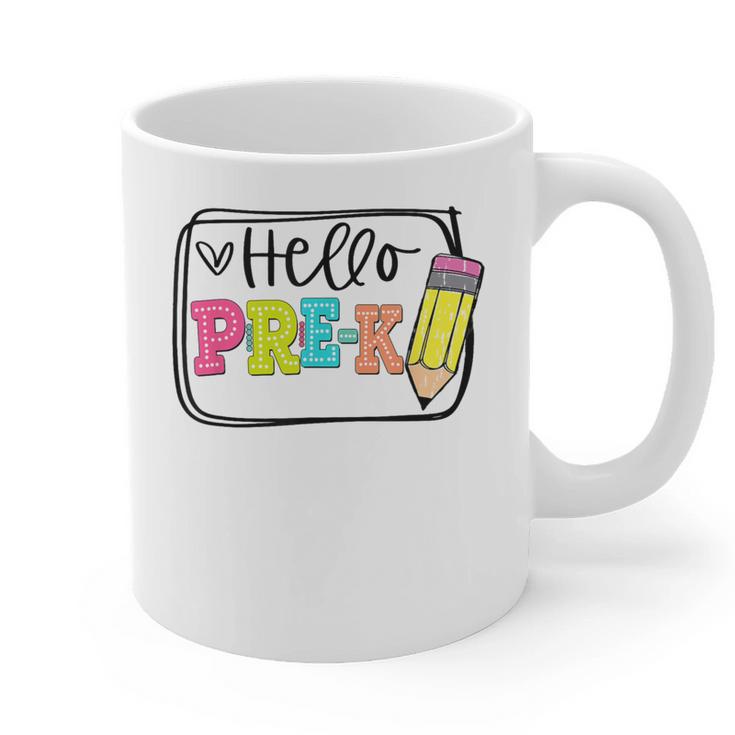 Hello Pre-K Team Preschool Teacher Kids Back To School Graphic Print Coffee Mug
