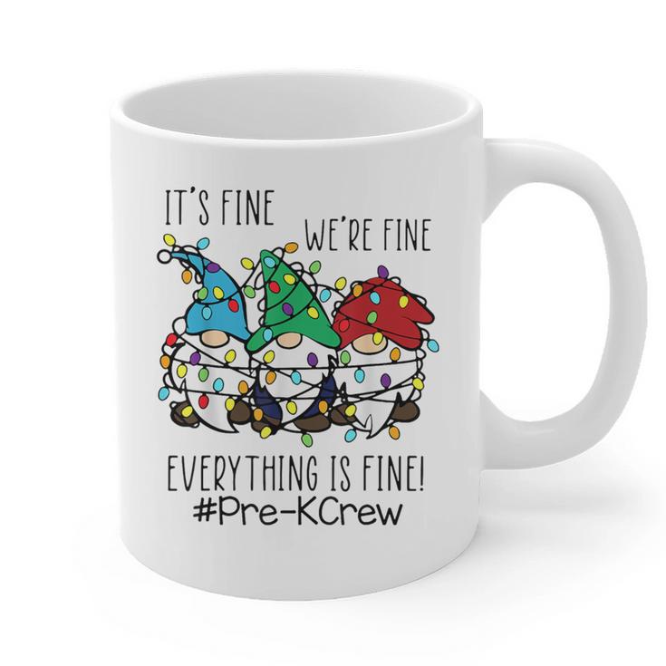 It's Fine We'Re Fine Gnome Pre-K Teacher Christmas Light For Men Women Graphic Print Coffee Mug