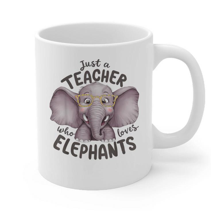 Just a Teacher Who Loves Elephants Elephant Lover Educator Graphic Print Coffee Mug