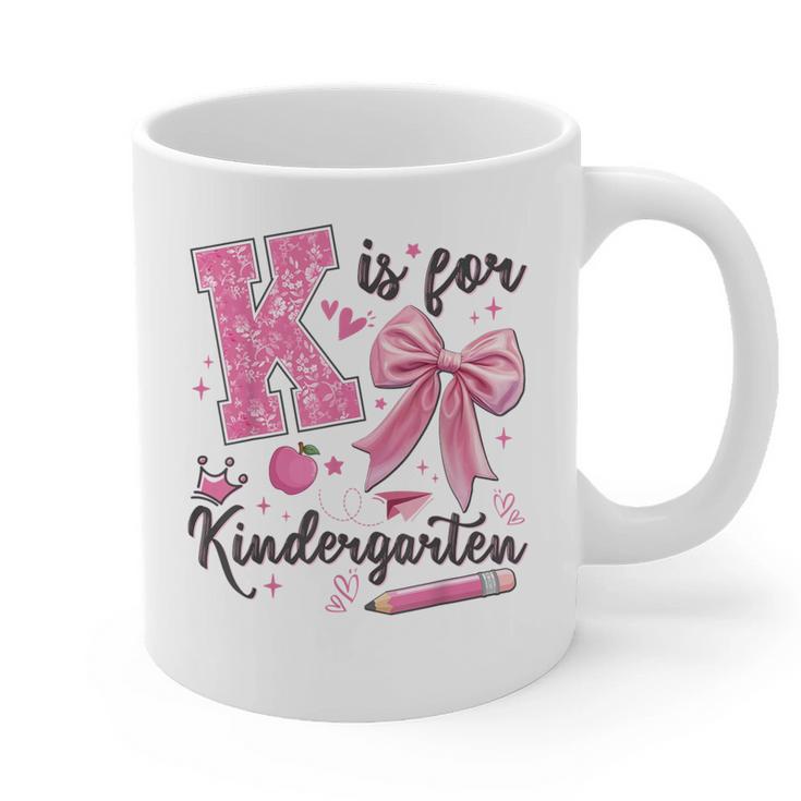 K Is For Kindergarten Teacher Coquette Bow Back To School Graphic Print Coffee Mug