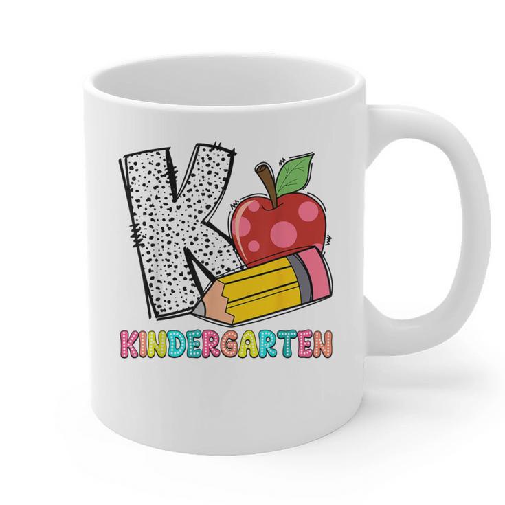 K Is For Kindergarten Teacher Pencil Apple Back To School Graphic Print Coffee Mug