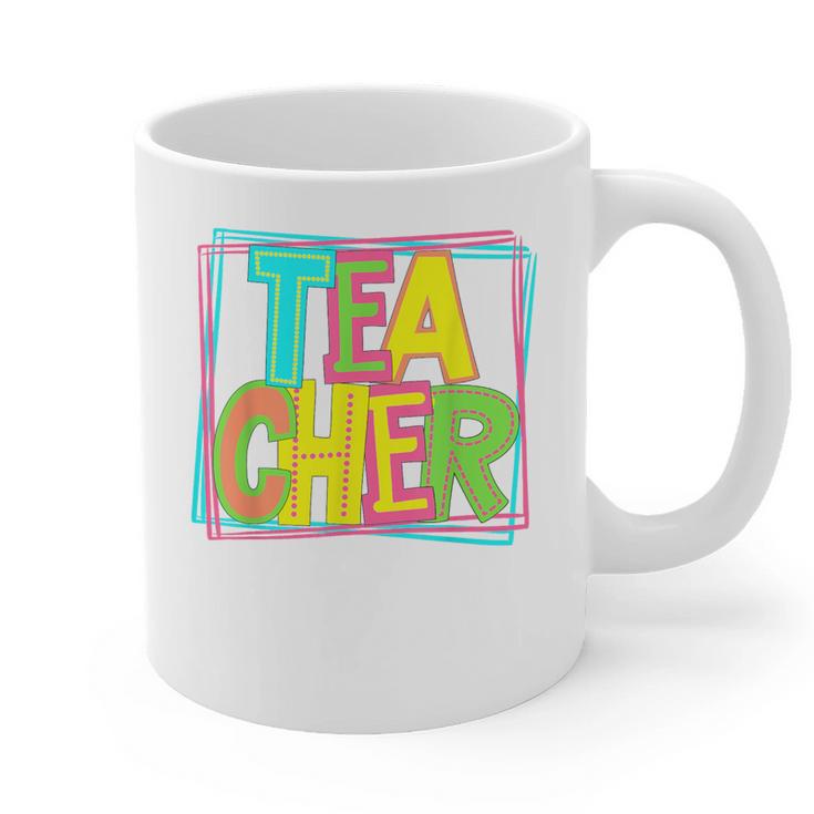 Neon Retro Teacher Cute Teacher Team New Teacher Back To Sch Graphic Print Coffee Mug