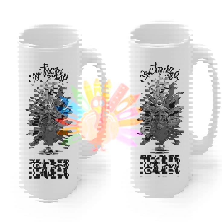 One Thankful Teacher Thanksgiving TurkeyCute Pencil Graphic Print Coffee Mug