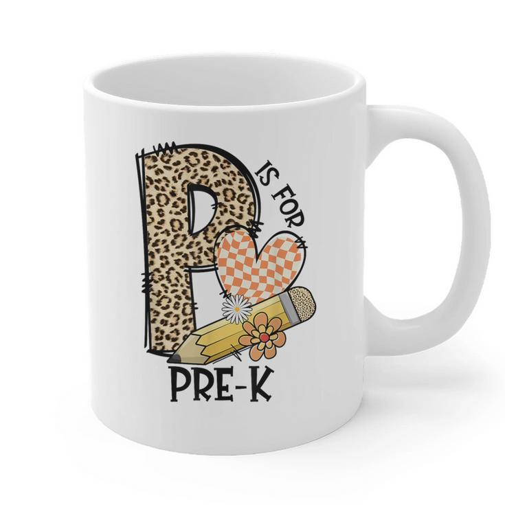 P Is For Pre K Teacher Leopard First Day Of School For Men Women Girls Kids Graphic Print Coffee Mug, trending gift P Is For Pre K Teacher Leopard First Day Of School For Men Women Girls Kids Graphic Print Coffee Mug, trending gift