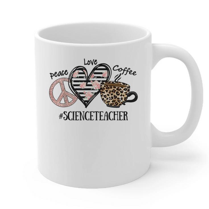 Peace Love Coffee Science Teacher Graphic Print Coffee Mug