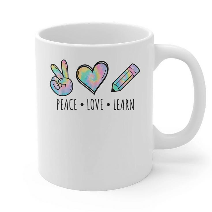Peace Love Learn Tie Dye Teacher Kids 100th Days Of School Graphic Print Coffee Mug