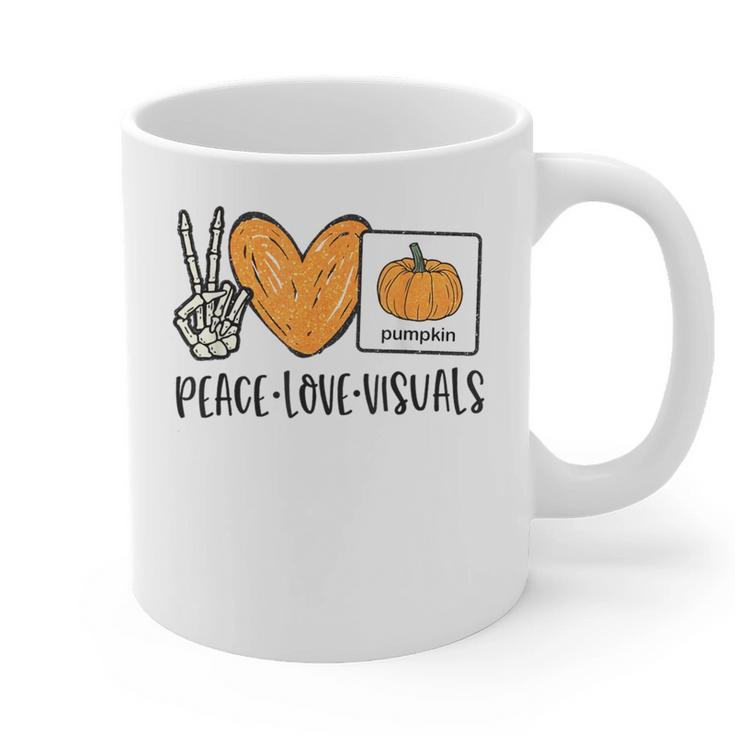 Peace Love Visuals Sped Teacher Pumpkin Skeleton Halloween Graphic Print Coffee Mug