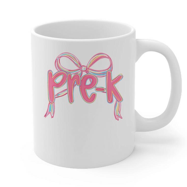 Preppy Pre k Back To School Pre-k Teachers Girls Cute Bow Graphic Print Coffee Mug