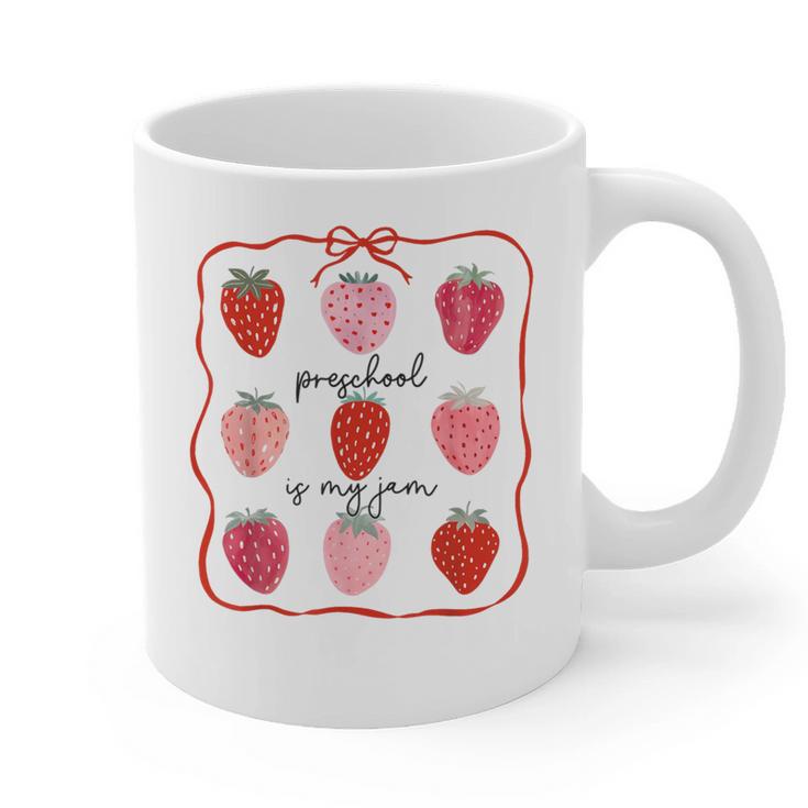 Preschool Is My Jam Strawberry Teacher First Day Of School Graphic Print Coffee Mug