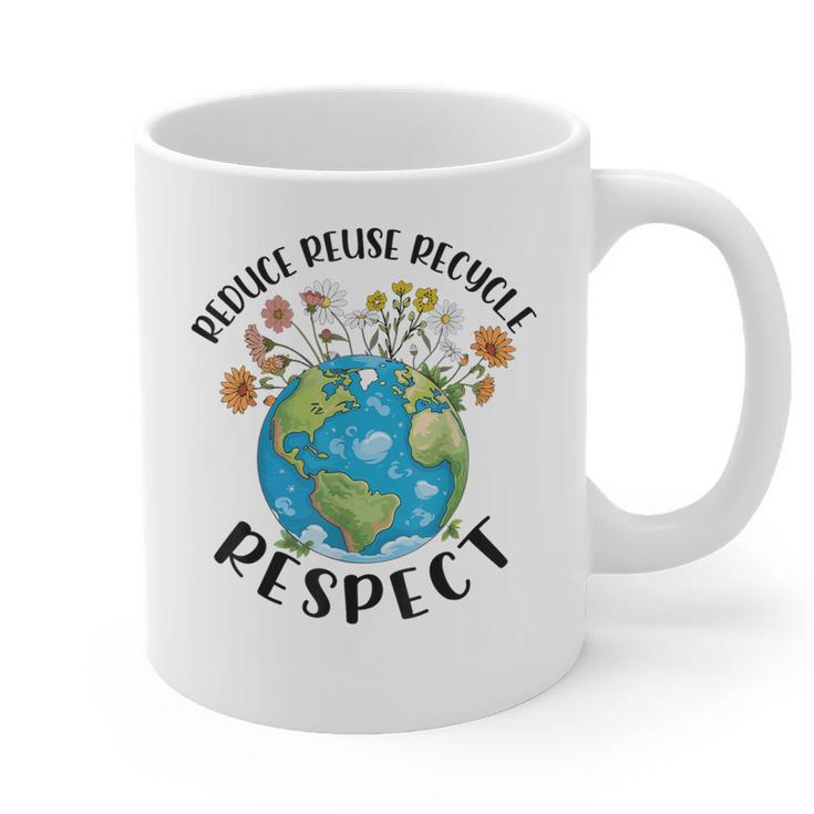 Reduce Reuse Recycle Respect Earth Day Teacher Girl Women Graphic Print Coffee Mug
