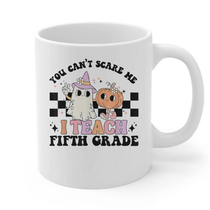 Retro You Can't Scare Me I Teach 5th Grade Teacher Halloween Graphic Print Coffee Mug