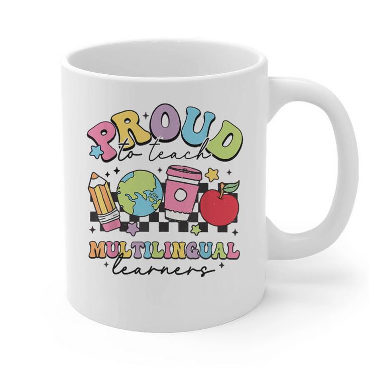Retro Proud To Teach Multilingual Learners English Teacher Graphic Print Coffee Mug