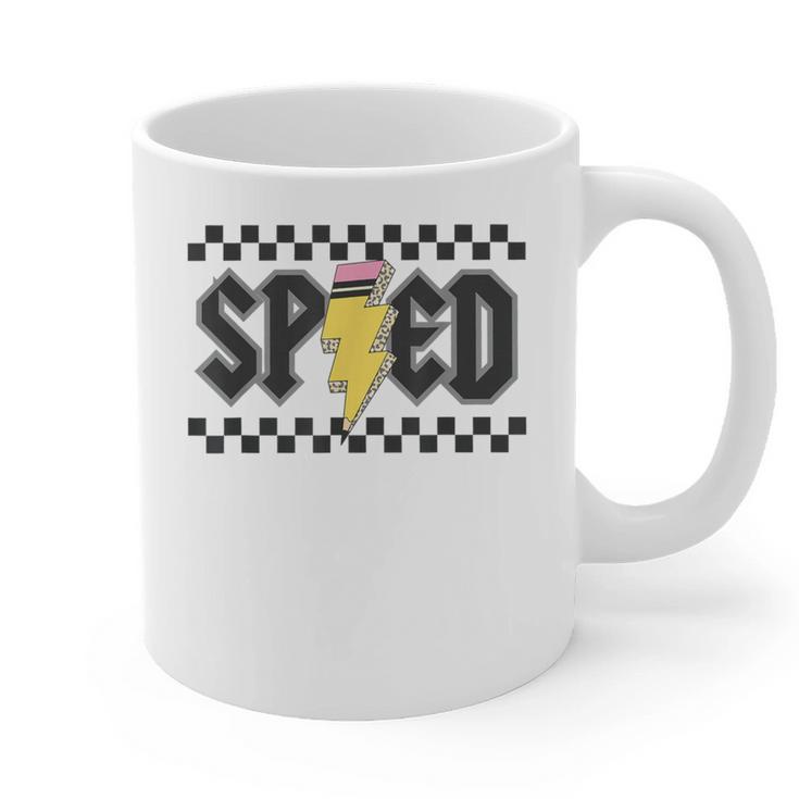 Retro SPED Teacher Pencil Lightning Bolt Back To School Graphic Print Coffee Mug