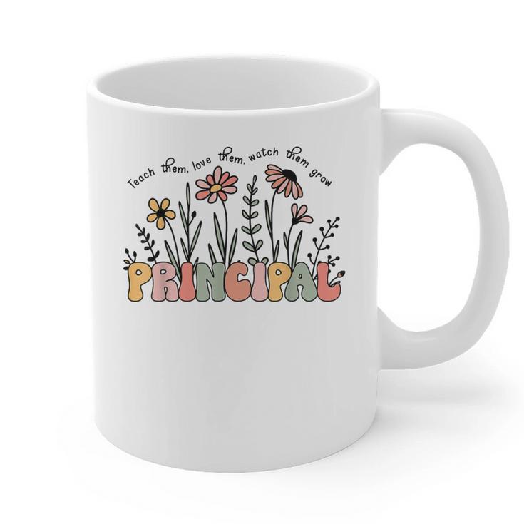 Retro Vintage Floral Principal Shirt For Women Teachers Day Graphic Print Coffee Mug