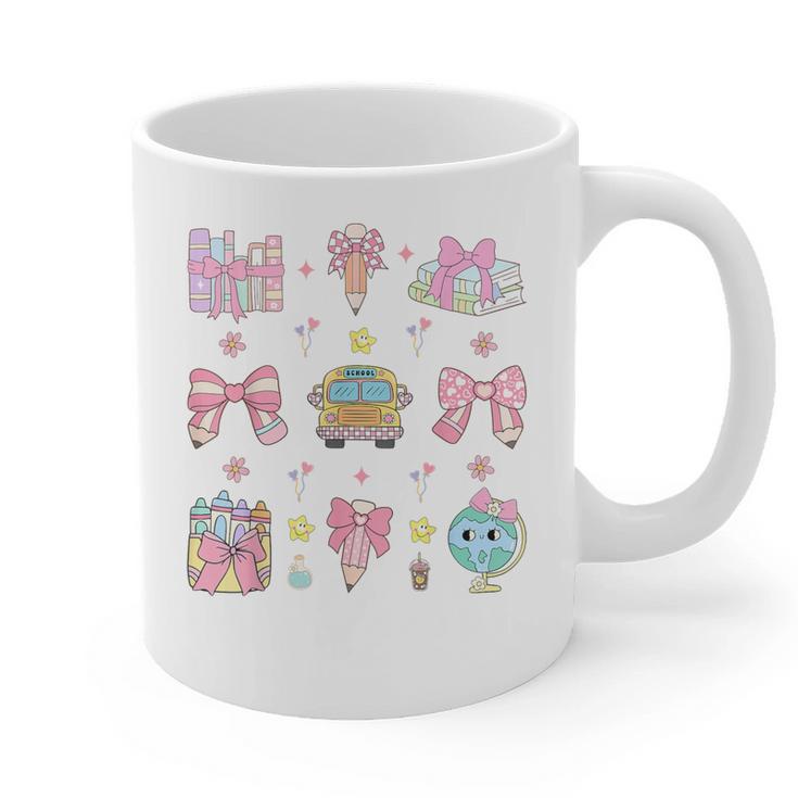 School Pencils And Bows Teacher Bow Coquette Pencil Girls Graphic Print Coffee Mug