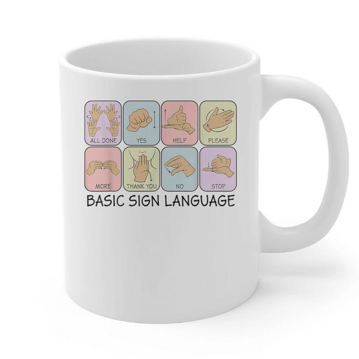 Basic Sign Language Speech Pathology Aac Sped Teacher Graphic Print Coffee Mug