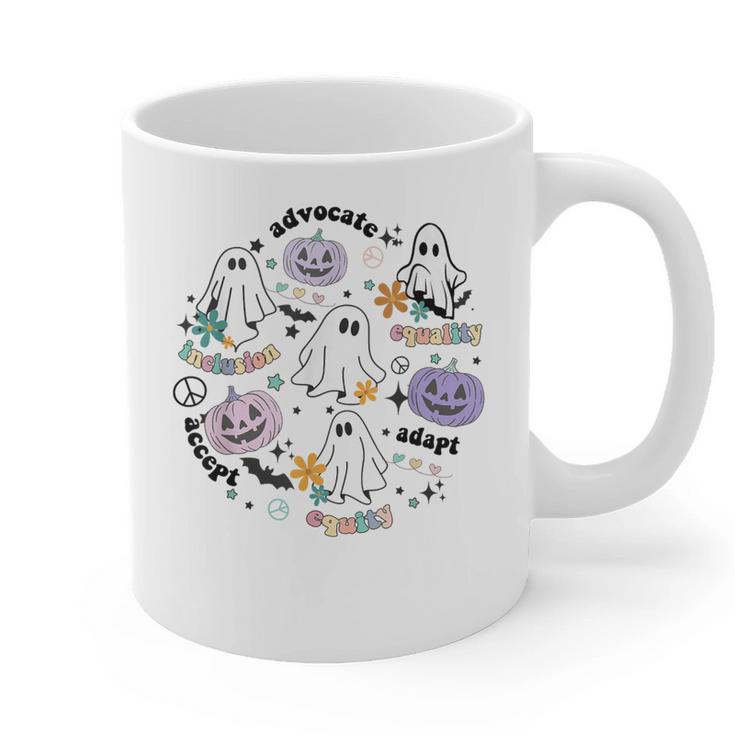 Special Education Teacher Halloween Pumpkin Ghost Inclusion Graphic Print Coffee Mug