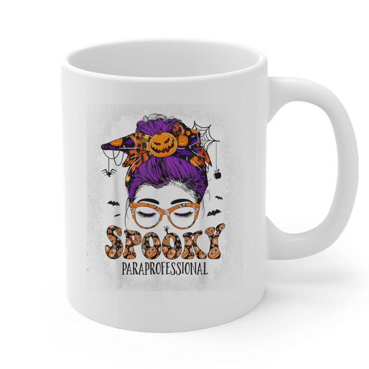Spooky Paraprofessional Life Halloween Messy Bun Teacher For Men Women Graphic Print Coffee Mug