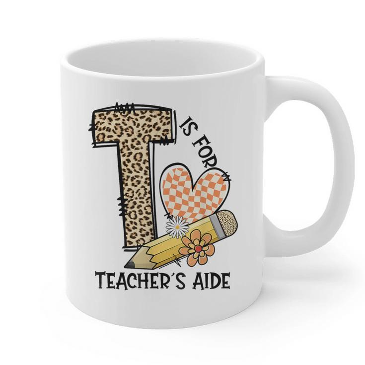 T Is For Teacher’s Aide Back To First Day Of School Leopard Men Women Girls Kids Graphic Print Coffee Mug, trending gift T Is For Teacher’s Aide Back To First Day Of School Leopard Men Women Girls Kids Graphic Print Coffee Mug, trending gift