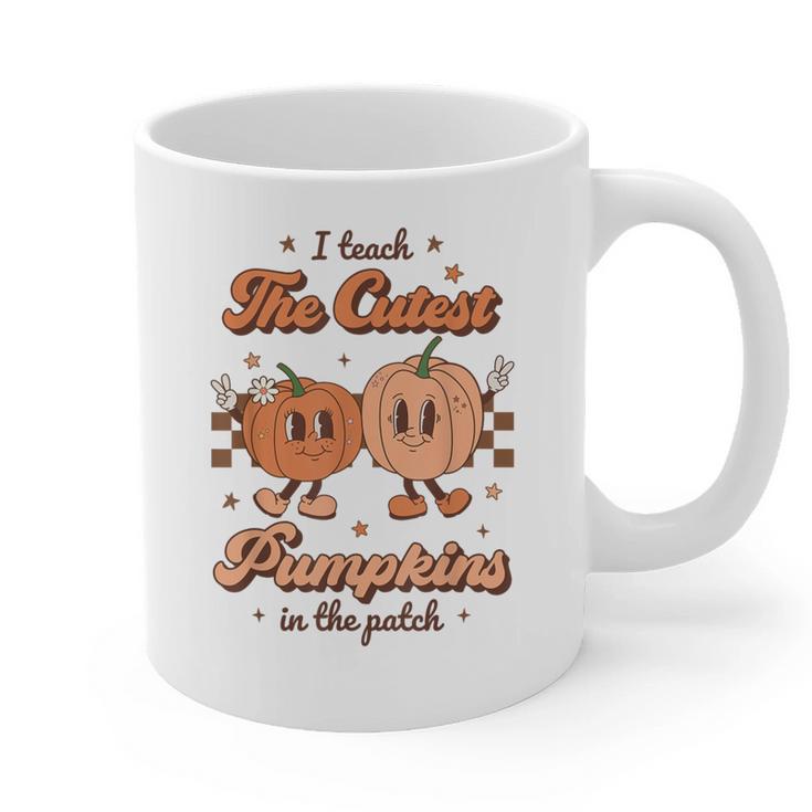 I Teach The Cutest Pumpkins In The Patch Retro Teacher Fall Graphic Print Coffee Mug