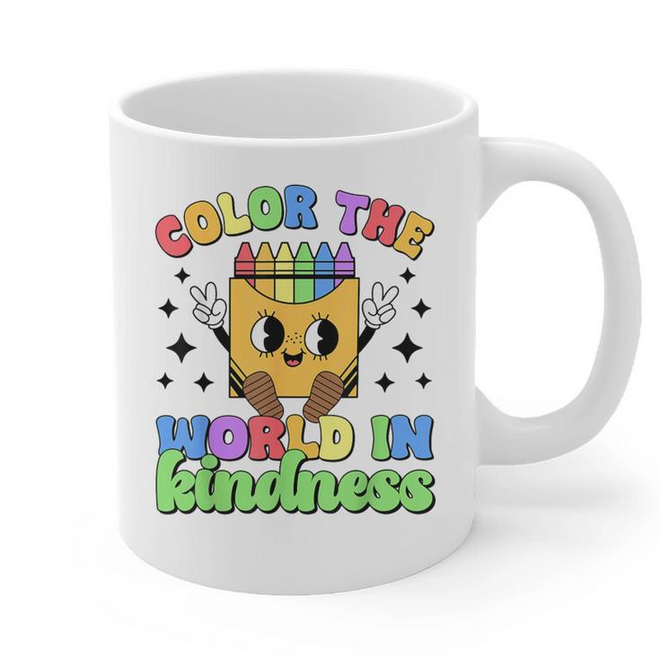 Teacher Back To School Color In Kindness Crayon Pencil Graphic Print Coffee Mug