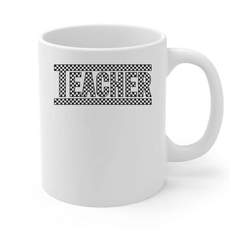 Teacher Checkered Racing  Teacher Appreciation Men Women Graphic Print Coffee Mug
