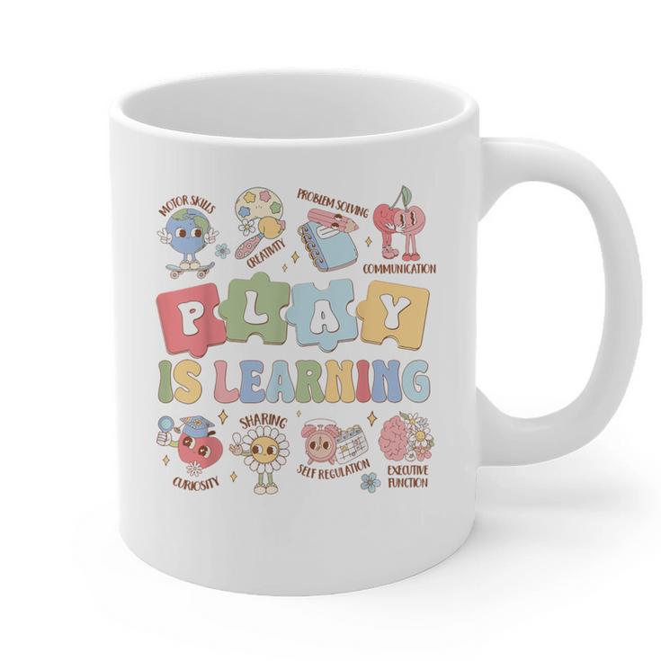 Teacher Groovy Play Is Learning Back To School Graphic Print Coffee Mug