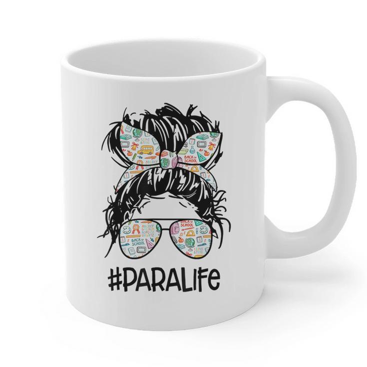Teacher Para Life Tee Paraprofessional Cute Messy Bun Graphic Print Coffee Mug