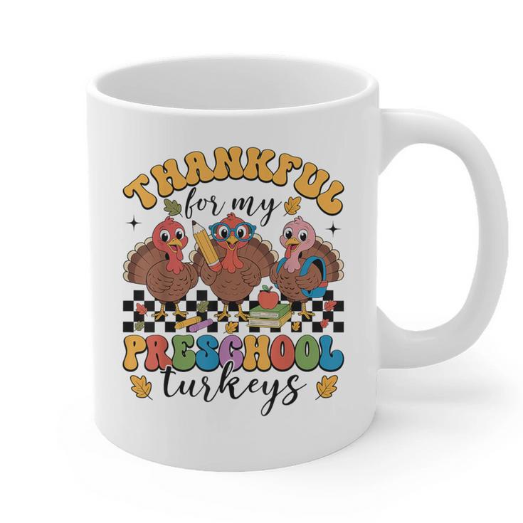 Thankful For My Preschool Turkeys Thanksgiving Teacher Fall Graphic Print Coffee Mug