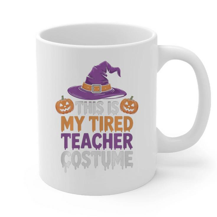 This Is My Tired Teacher Costume Halloween Premium Tri-Blend Graphic Print Coffee Mug