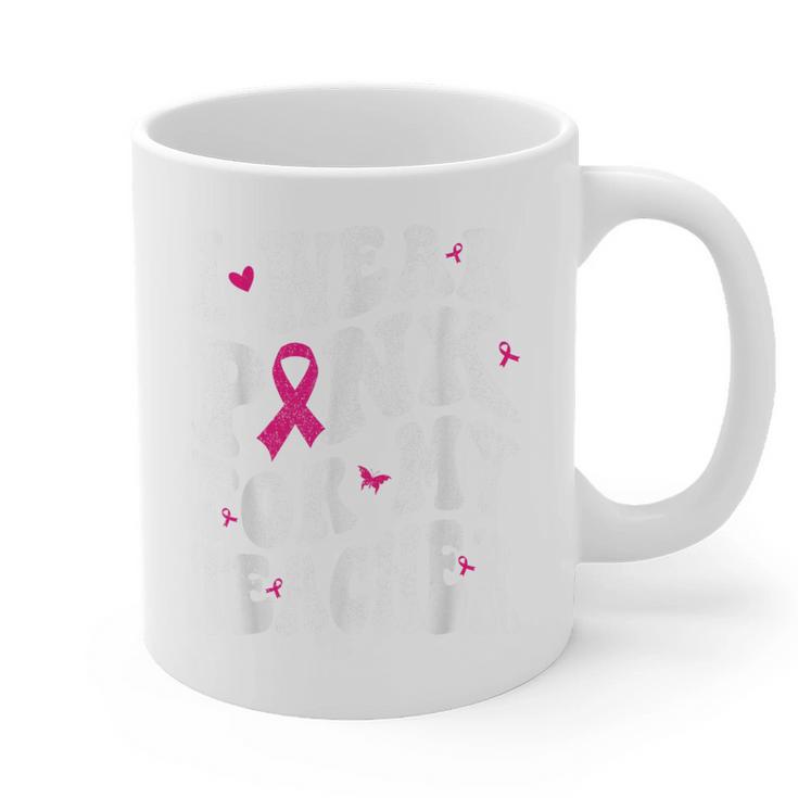 I Wear Pink For My Teacher Breast Cancer Awareness Support Men Women Graphic Print Coffee Mug