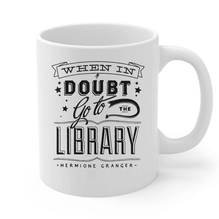 When In Doubt Go To The Library Teacher Vintage Book Lovers Graphic Print Coffee Mug