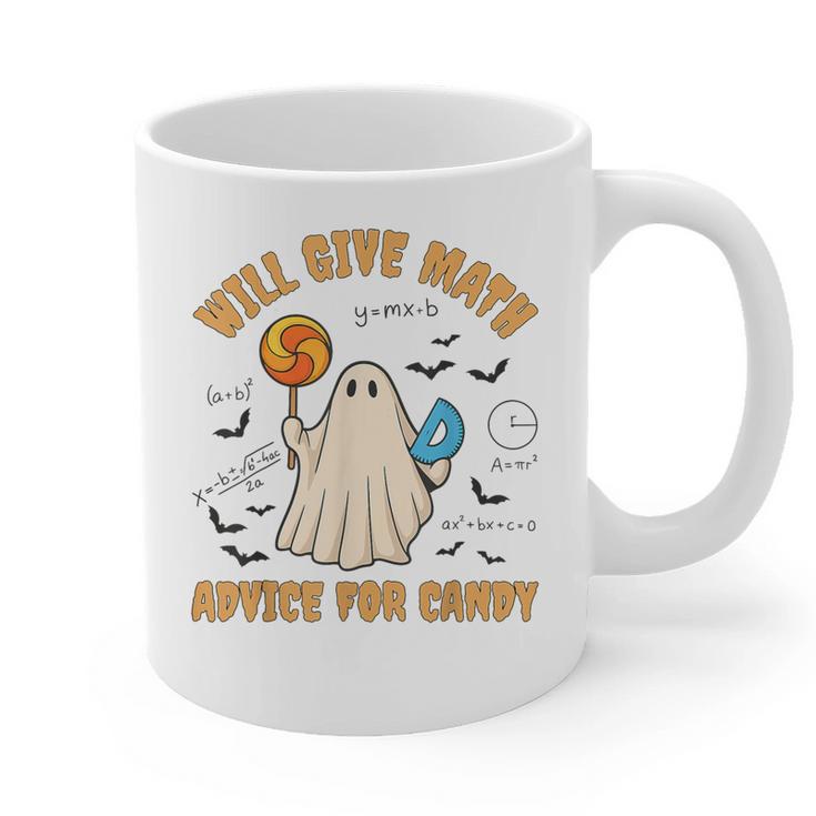 Will Give Math Advice For Candy Math Ghost Teacher Halloween Graphic Print Coffee Mug