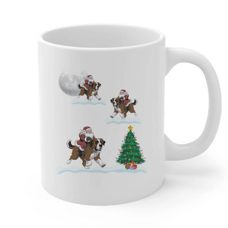 Xmas Lighting Tree Santa Riding Boston Terrier Christmas Graphic Print Coffee Mug