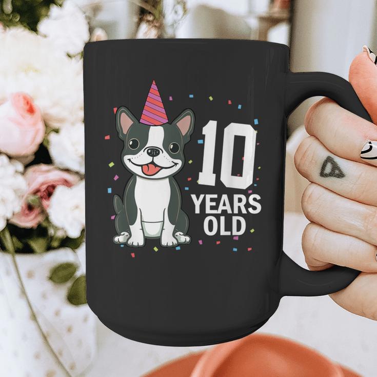 10 Years Old Birthday Boston Terrier Dog Lover 10th Party For Men Women Kids Graphic Print Coffee Mug, funny design
