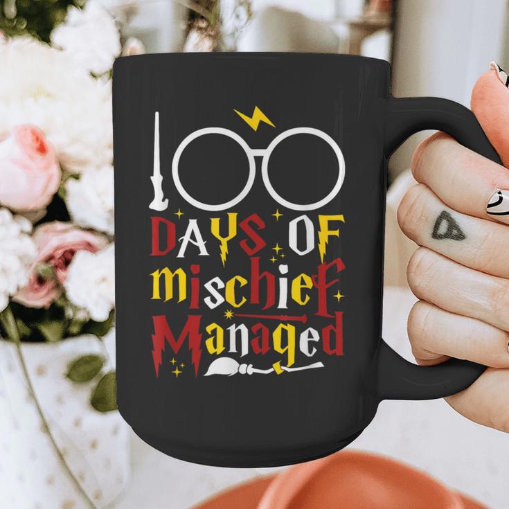 100 Days Of Mischief Managed Teacher Kid 100th Day Of School Graphic Print Coffee Mug, funny design