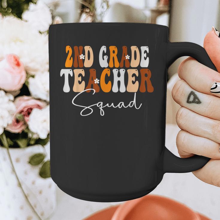 2nd Grade Teacher Squad Cute Women Groovy Fall Autumn Lovers Graphic Print Coffee Mug, Groovy Teacher Gifts, 2nd Grade Teacher Gifts, funny design