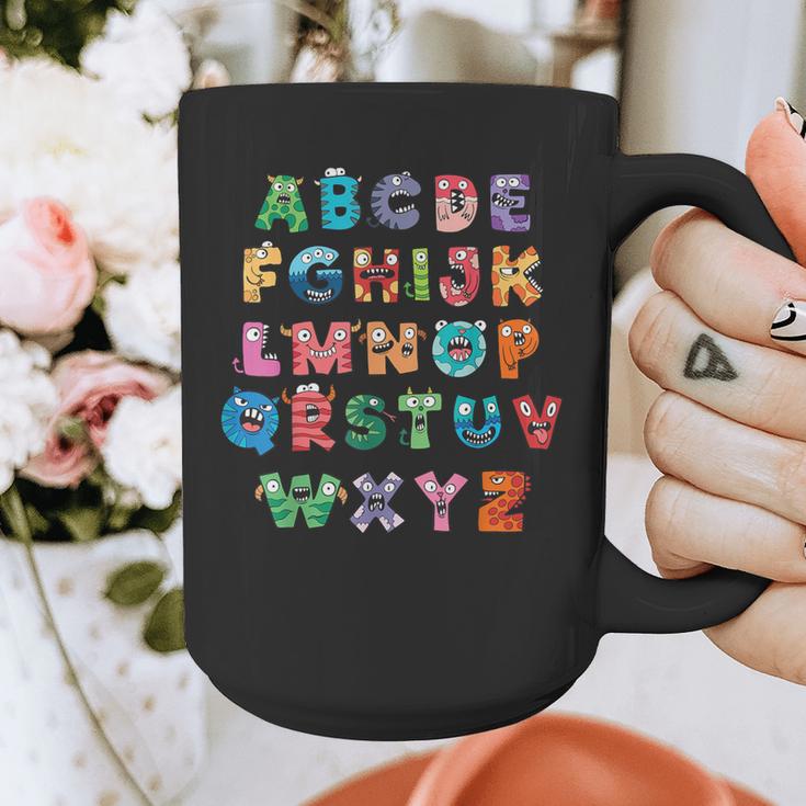 ABC Cute Monster Alphabet Halloween Teacher Costume Kids Graphic Print Coffee Mug, funny design
