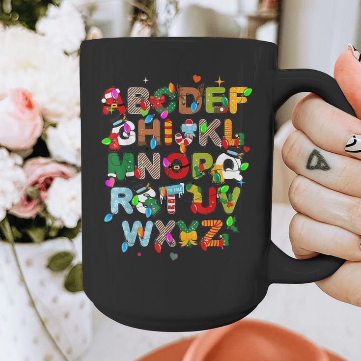 ABCs Learning Kindergarten Teacher Christmas Lights Alphabet For Men Women Kids Graphic Print Coffee Mug, funny design