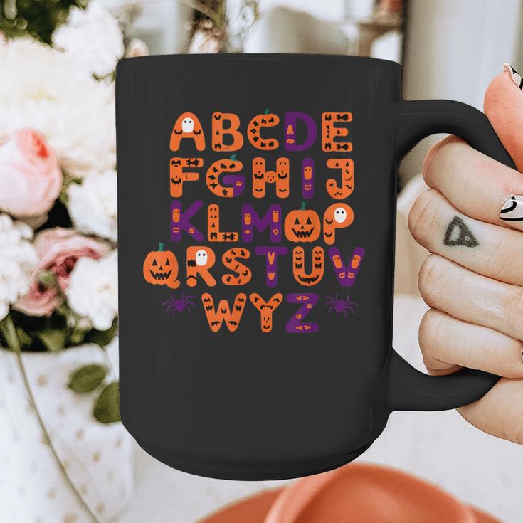 ABCs Learning Kindergarten Teacher Halloween Alphabet Graphic Print Coffee Mug, funny design ABCs Learning Kindergarten Teacher Halloween Alphabet Graphic Print Coffee Mug, funny design
