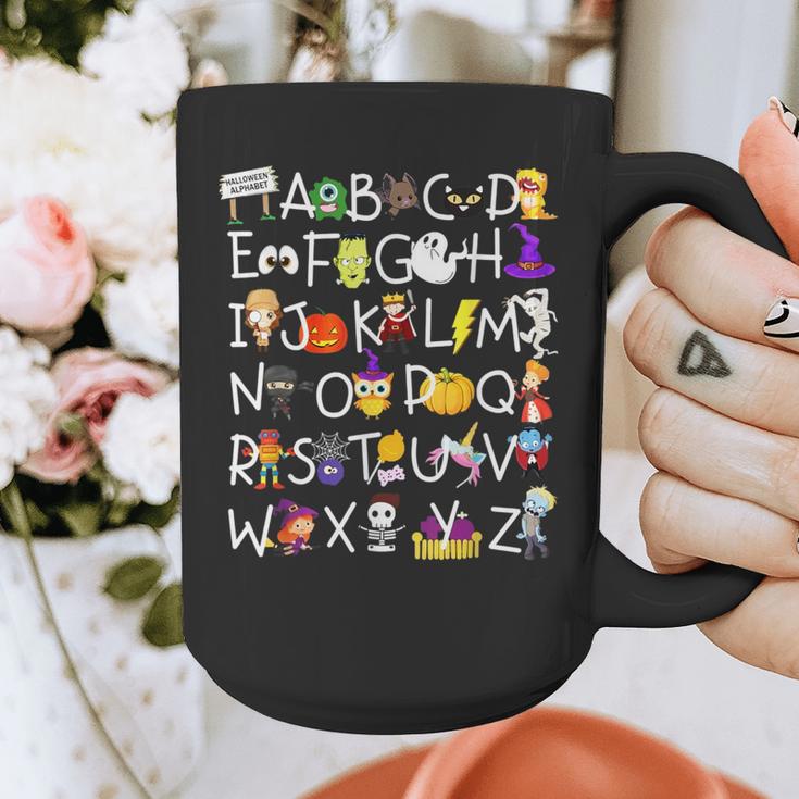 Alphabet ABCs Halloween Characters Kindergarten Teacher Kids Graphic Print Coffee Mug, funny design Alphabet ABCs Halloween Characters Kindergarten Teacher Kids Graphic Print Coffee Mug, funny design