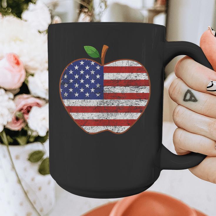 American Flag Teachers Students Apple 4th Of July Vintage Graphic Print Coffee Mug, funny design American Flag Teachers Students Apple 4th Of July Vintage Graphic Print Coffee Mug, funny design