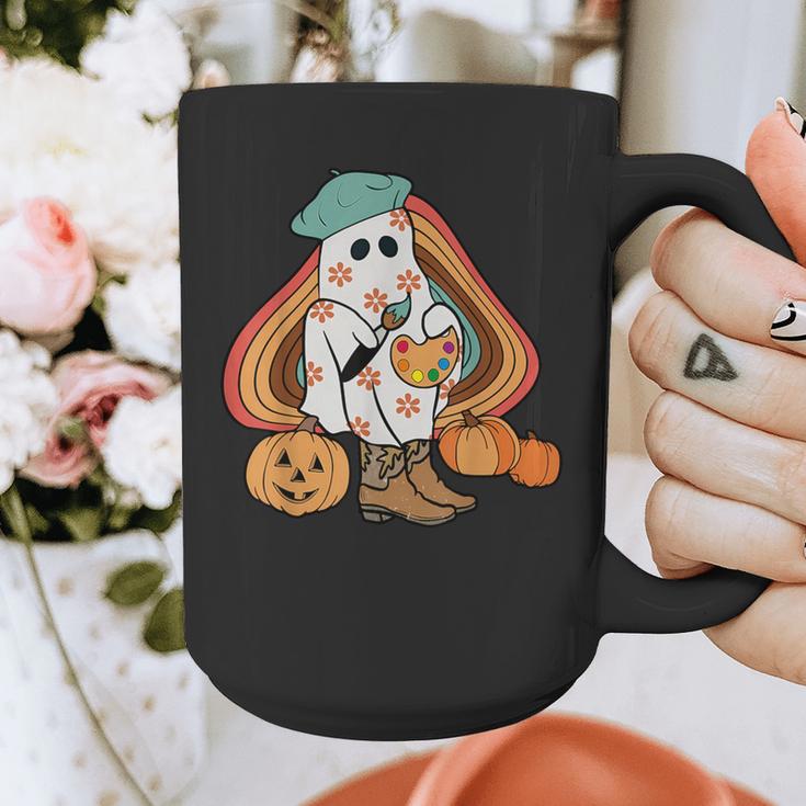 Art Teacher Painting Brushes Retro Pumpkin Ghost Artist Graphic Print Coffee Mug, funny design Art Teacher Painting Brushes Retro Pumpkin Ghost Artist Graphic Print Coffee Mug, funny design