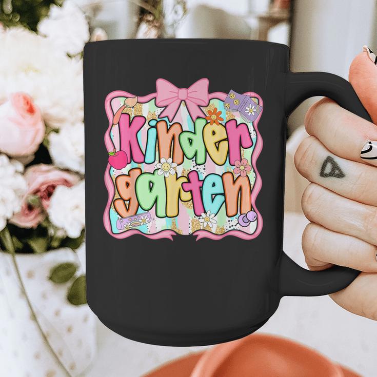 Back To School Kindergarten Preppy Teacher Girl Graphic Print Coffee Mug, funny design