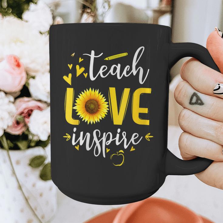 Back To School Teach Love And Inspire Teacher Sunflower Graphic Print Coffee Mug, funny design Back To School Teach Love And Inspire Teacher Sunflower Graphic Print Coffee Mug, funny design
