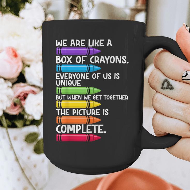Back To School Teacher We Are Like A Box Of Crayons Graphic Print Coffee Mug, funny design Back To School Teacher We Are Like A Box Of Crayons Graphic Print Coffee Mug, funny design